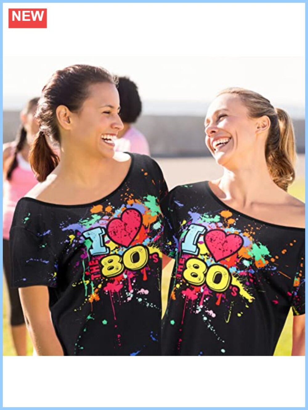 Women's 80s Off Shoulder Costume Crop Top Shirt 4XL - Picture 2 of 5